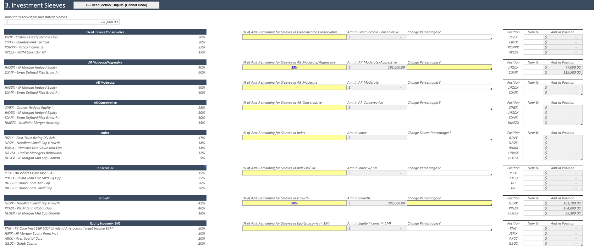Investment proposal formatted report view